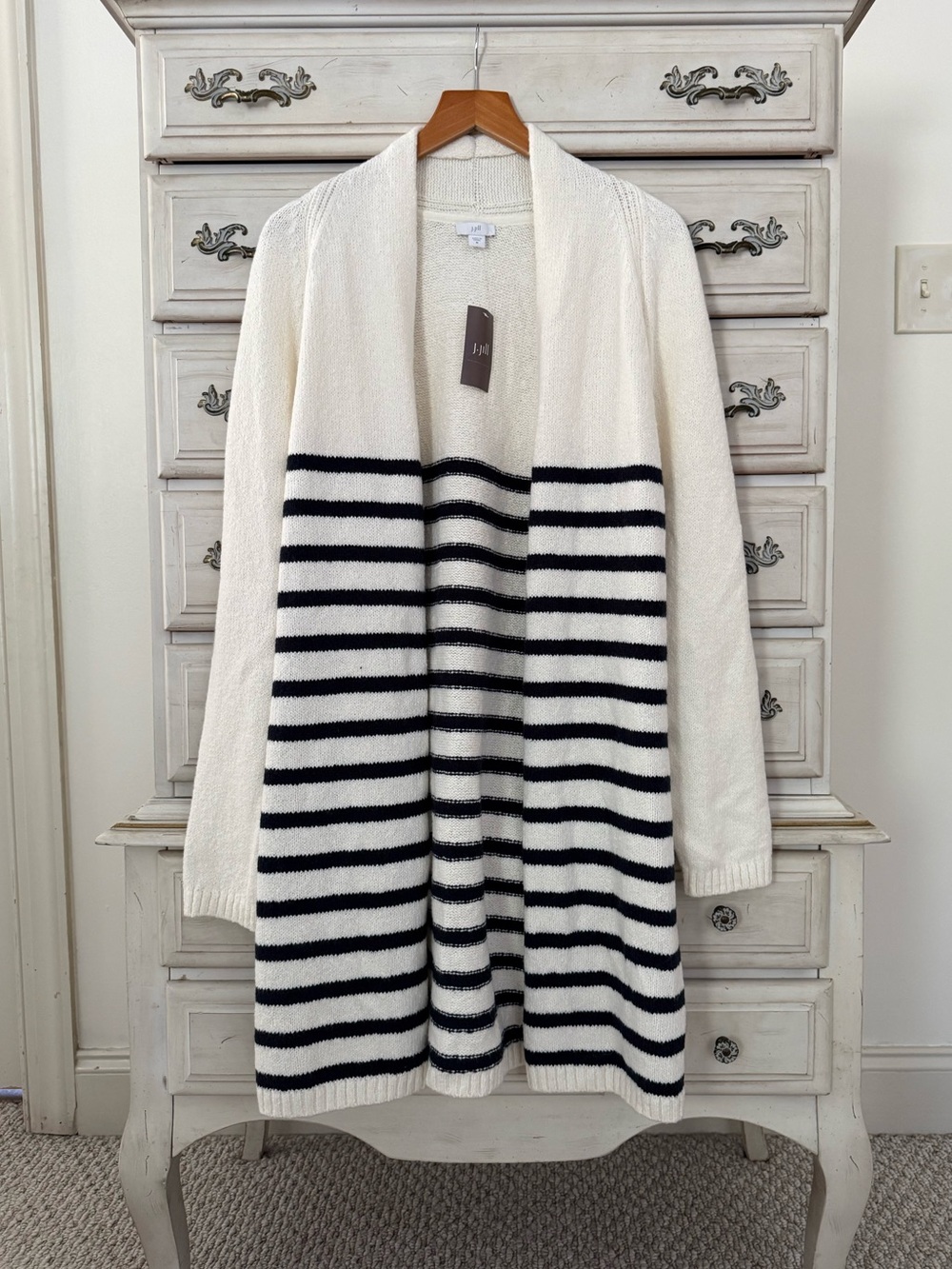 J. Jill Striped Cotton Duster Cardigan